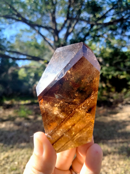 Citrine & Smokey Quartz phantoms, rainbows, freeform