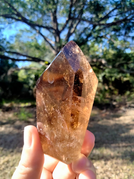 Citrine & Smokey Quartz phantoms, rainbows, freeform