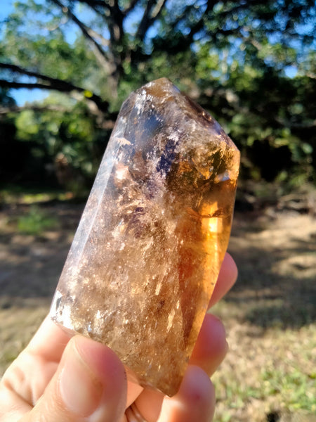 Citrine & Smokey Quartz phantoms, rainbows, freeform