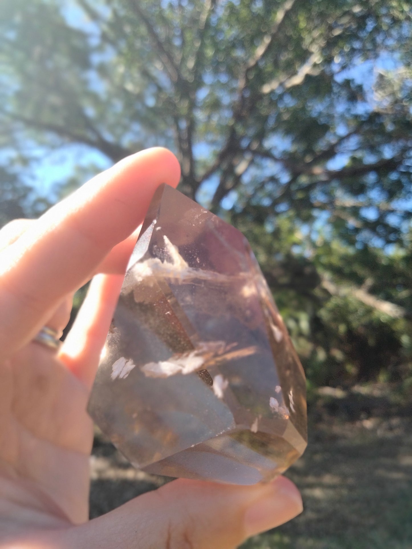 Smokey Quartz phantoms, rainbows, Freeform