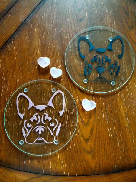 French Bulldog elevated Circular Glass