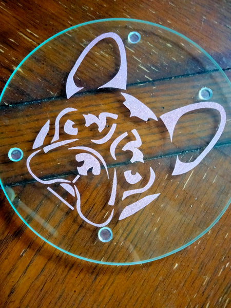 French Bulldog elevated Circular Glass