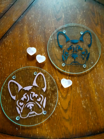 French Bulldog elevated Circular Glass