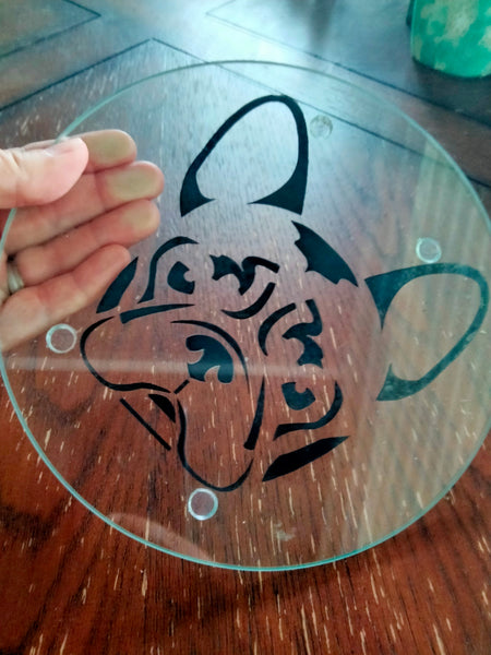 French Bulldog elevated Circular Glass