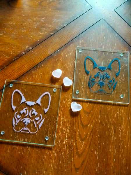 French Bulldog elevated Square Glass