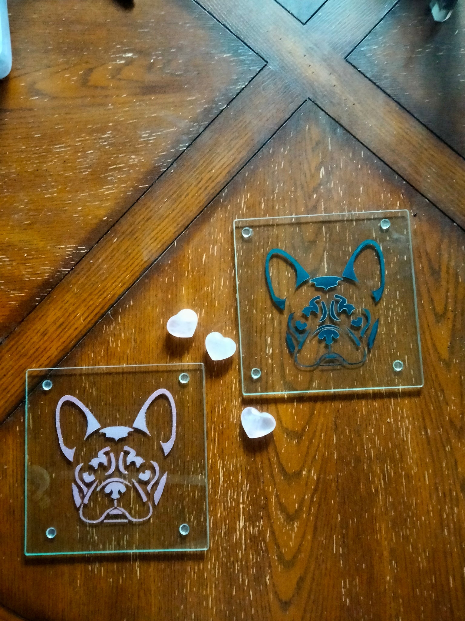 French Bulldog elevated Square Glass