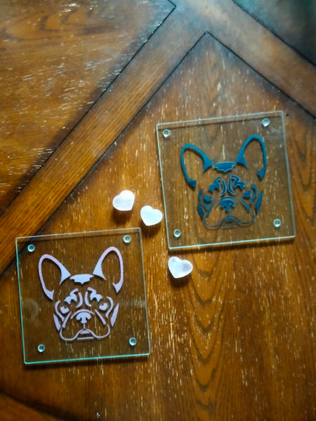 French Bulldog elevated Square Glass