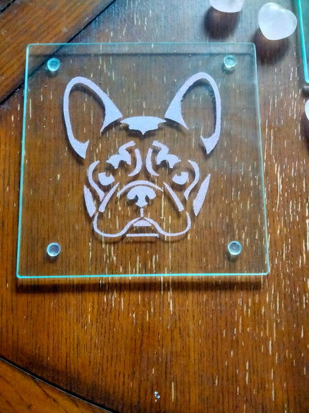 French Bulldog elevated Square Glass