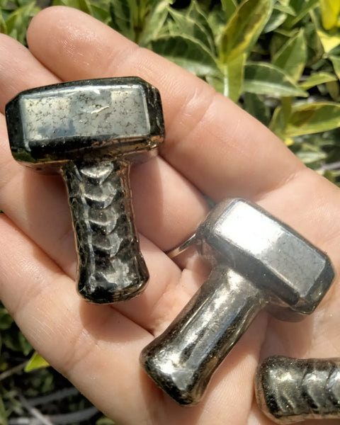 Thor's hammer pyrite fool's Gold carving