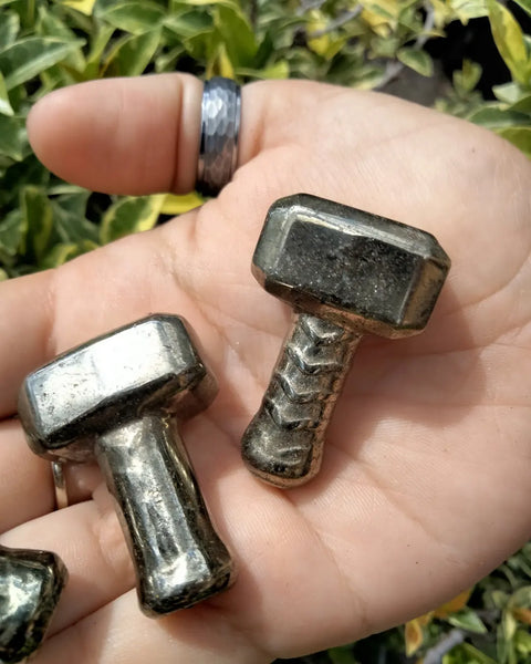 Thor's hammer pyrite fool's Gold carving