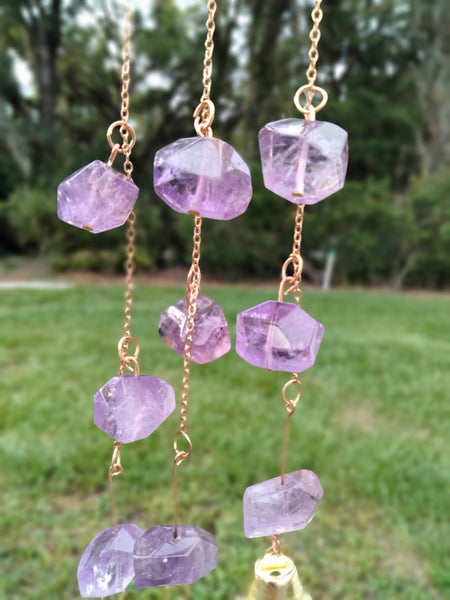 Sun & Flower Amethyst Crystal Charms with Belles for office rainbows