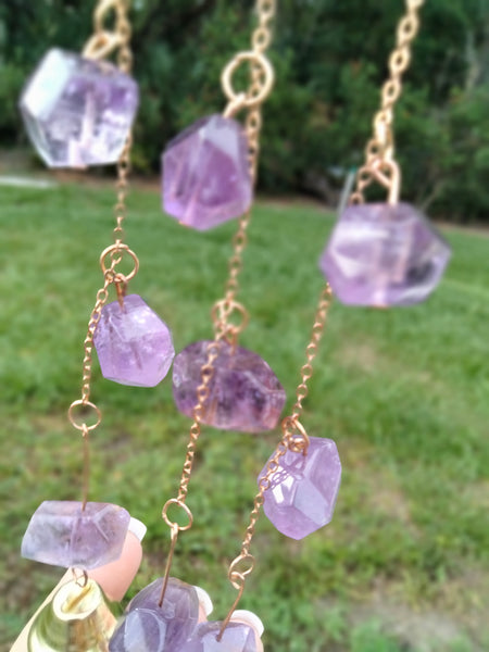 Sun & Flower Amethyst Crystal Charms with Belles for office rainbows