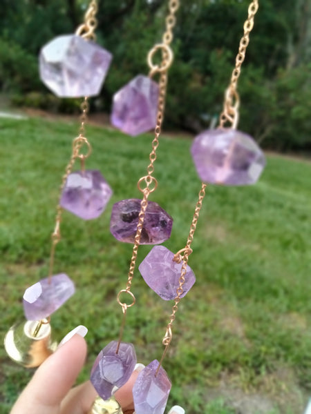 Sun & Flower Amethyst Crystal Charms with Belles for office rainbows