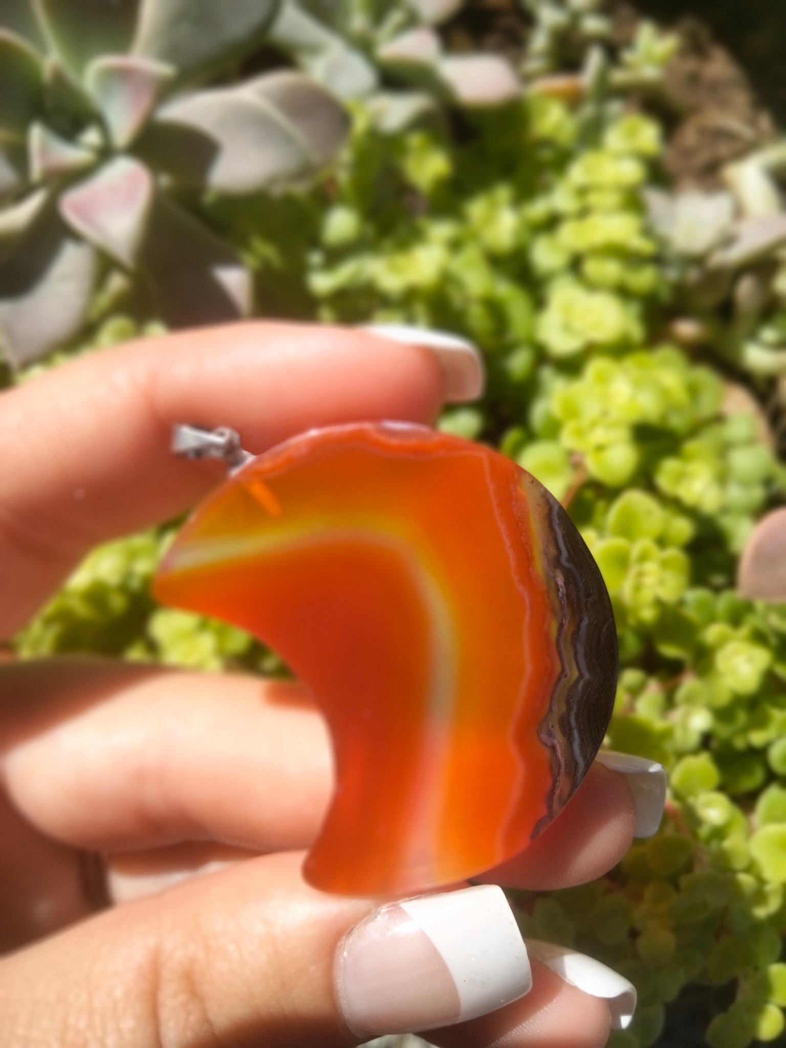 Carnelian Jasper moon pendent