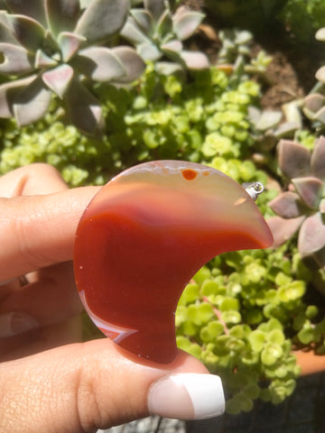 Carnelian Jasper moon pendent