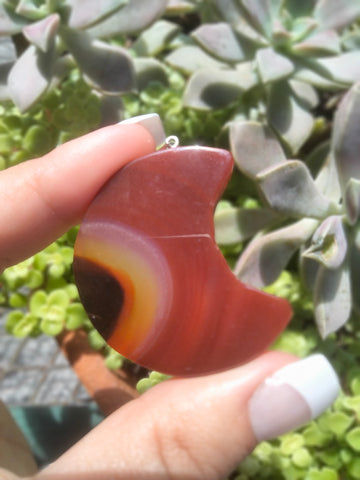 Carnelian Jasper moon pendent