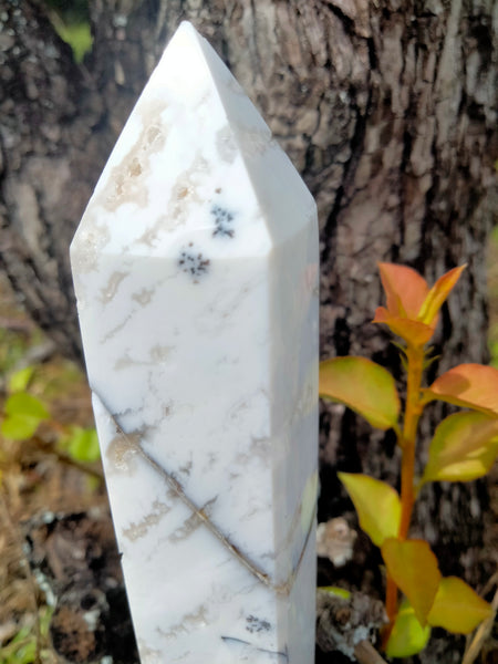 White lace agate with durzy caves in white marble stone Tower