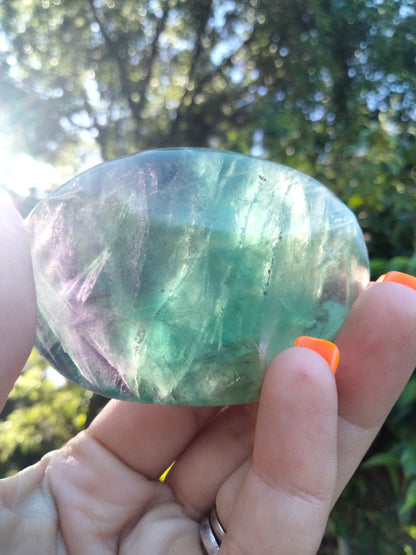Rainbow fluorite Palmstone