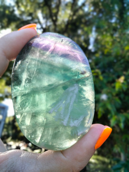 Rainbow fluorite Palmstone