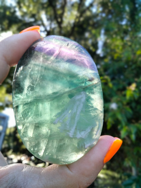 Rainbow fluorite Palm stones