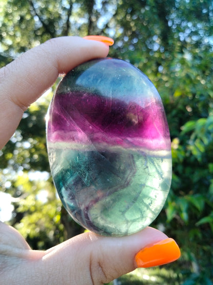 Rainbow fluorite Palmstone