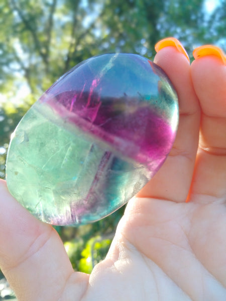 Rainbow fluorite Palm stones