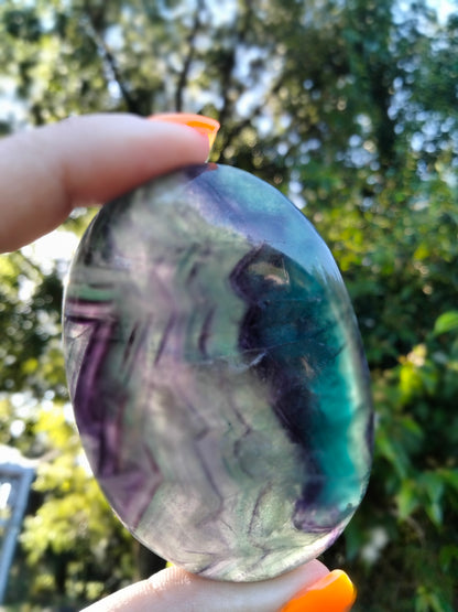 Rainbow fluorite Palmstone