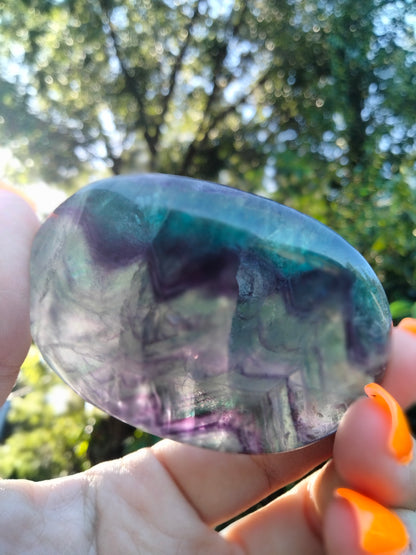 Rainbow fluorite Palmstone