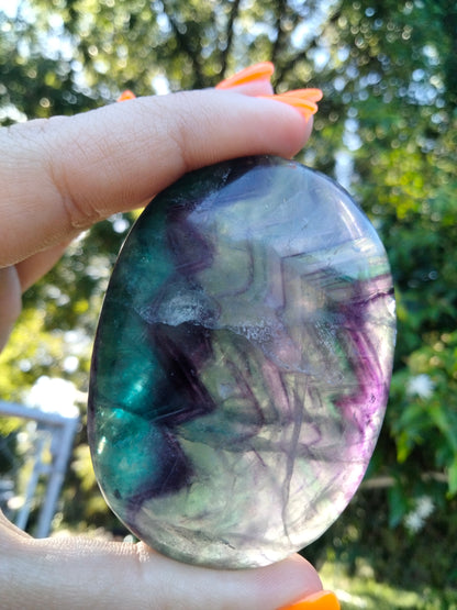 Rainbow fluorite Palmstone
