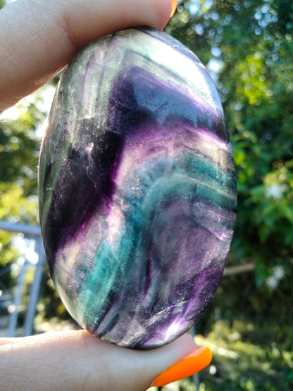 Rainbow fluorite Palmstone