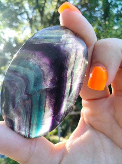 Rainbow fluorite Palmstone