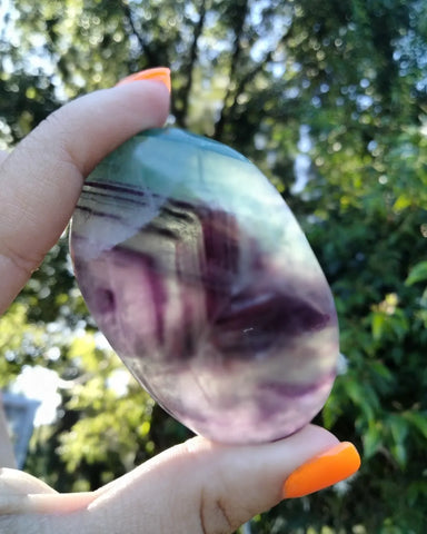 Rainbow fluorite Palm stones