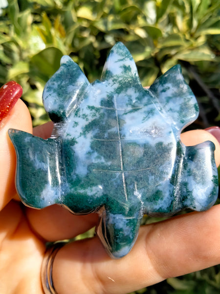 Moss Agate Sea Turtle carving