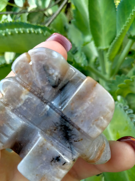 Agate Turtle with Dendrite carving