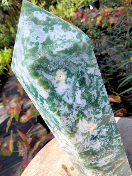 Moss Agate Tower cave druzy and vlue rivers