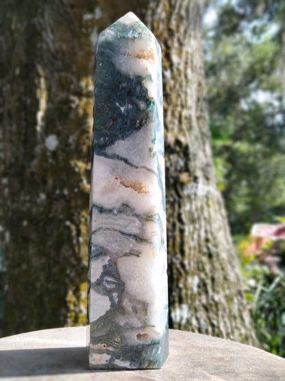 Moss Agate Tower several cave druzy