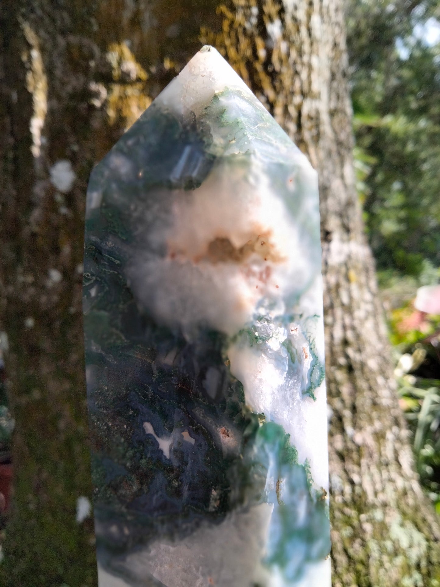 Moss Agate Tower several cave druzy