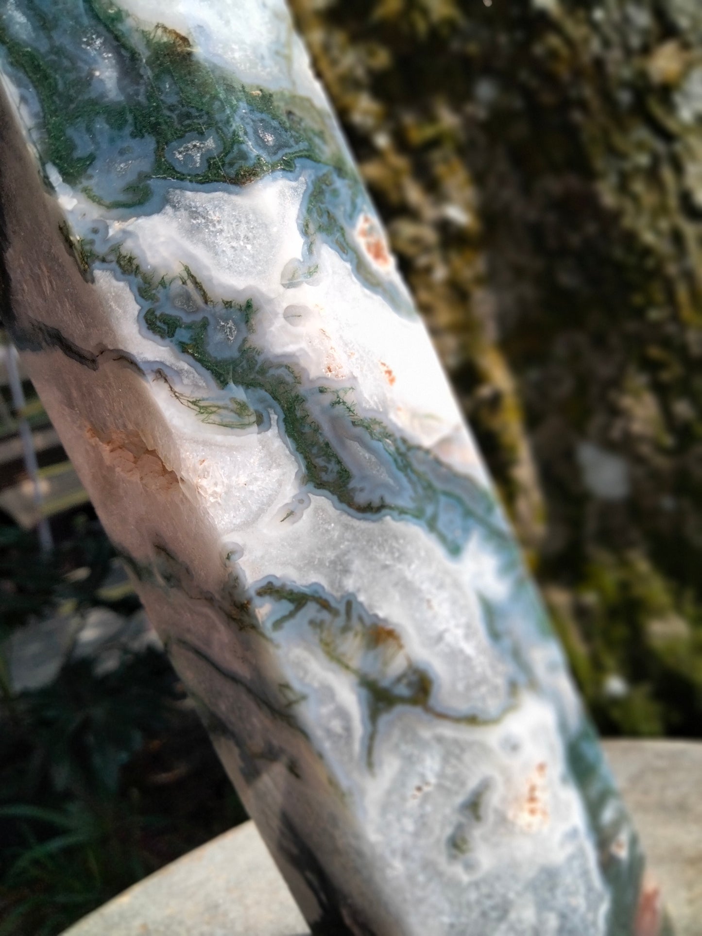 Moss Agate Tower several cave druzy