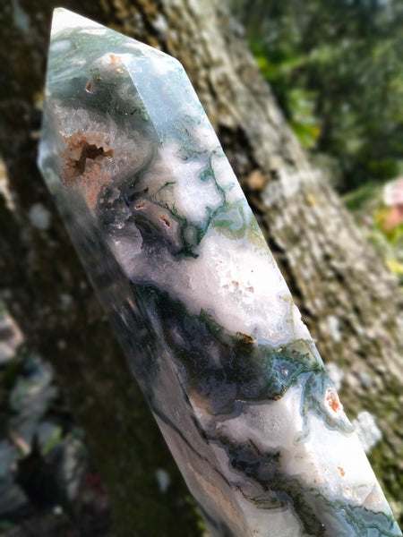 Moss Agate Tower several cave druzy