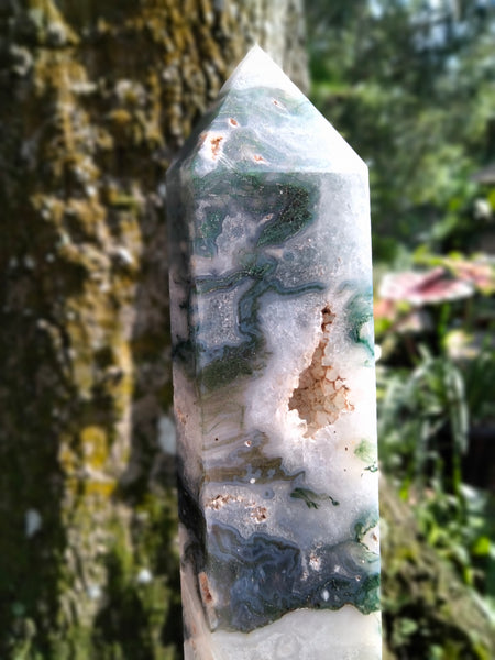 Moss Agate Tower several cave druzy