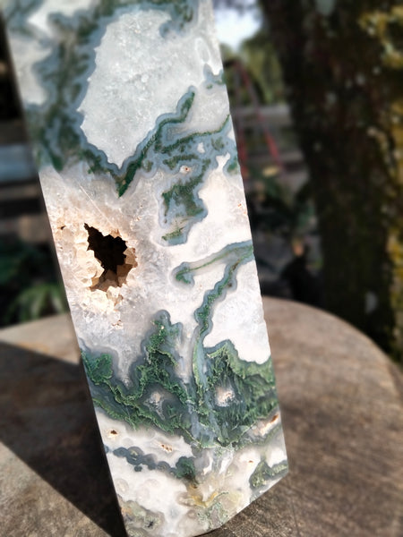 Moss Agate Tower several cave druzy