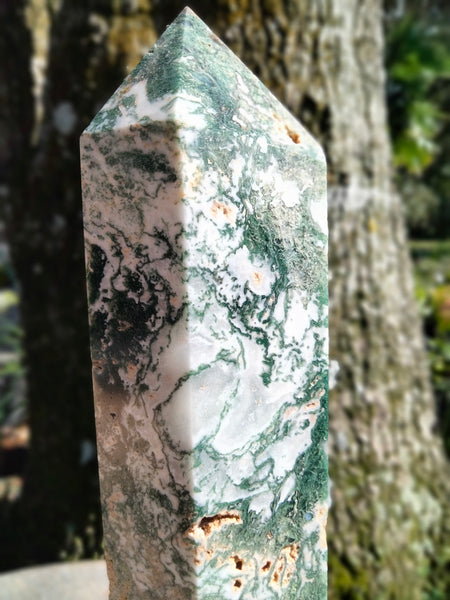 Moss Agate Tower cave druzy and vlue rivers