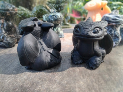 Obsidian crystal rock toothless Dragon Carving