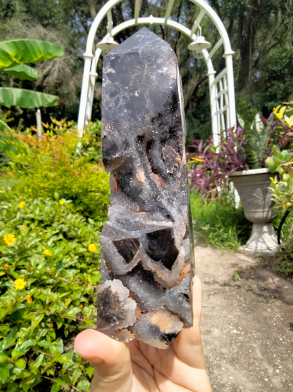 Sphalerite Dragon Druzy & Quartz Druzy Tower