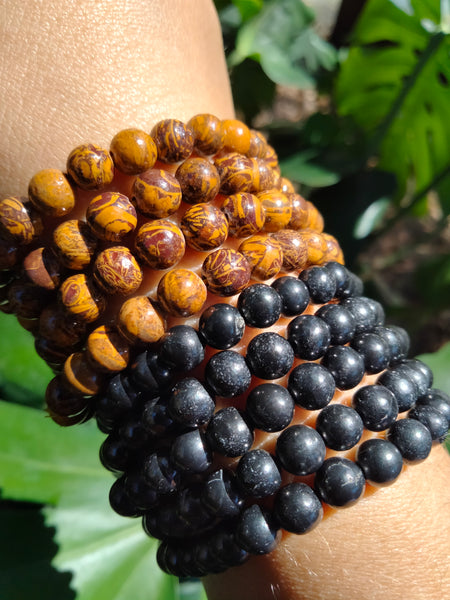 Mosaic Jasper & Shungite Crystal Bracelet