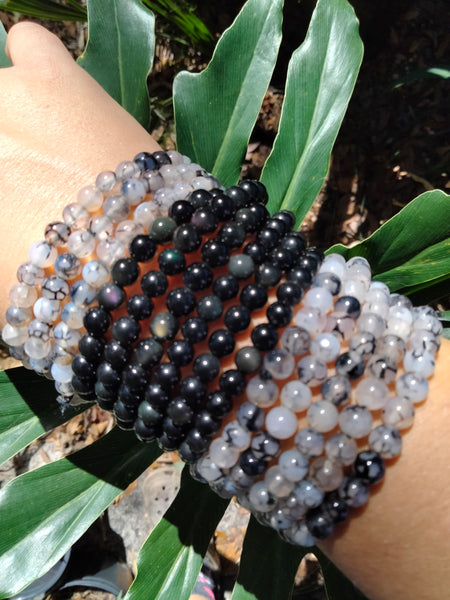 Dragon Vein & Rainbow Obsidian Bracelet