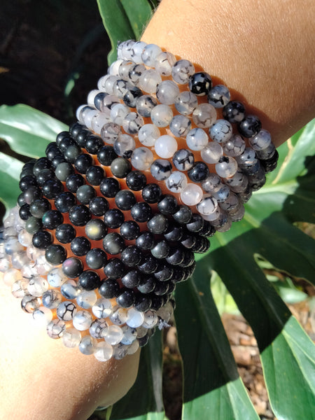 Dragon Vein & Rainbow Obsidian Bracelet