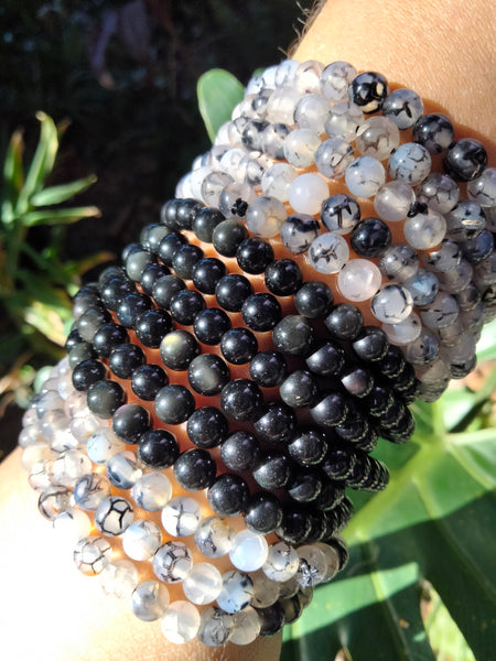 Dragon Vein & Rainbow Obsidian Bracelet