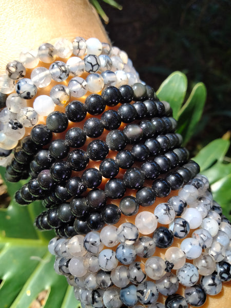 Dragon Vein & Rainbow Obsidian Bracelet