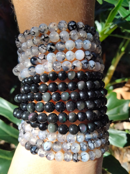 Dragon Vein & Rainbow Obsidian Bracelet